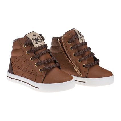Tênis Cano Alto Kids Menino Zíper Bicolor