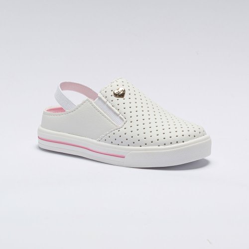 Tênis Mule Infantil Menina Pequito Texturizado Branco