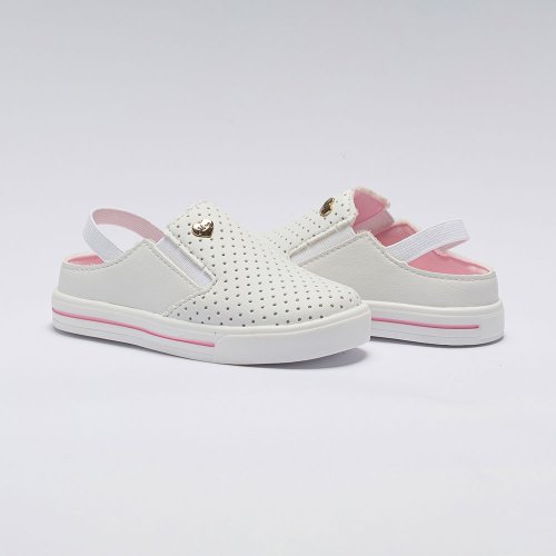 Tênis Mule Infantil Menina Pequito Texturizado Branco