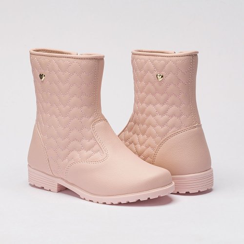 Bota Infantil Menina Metalassê Coração Rosa