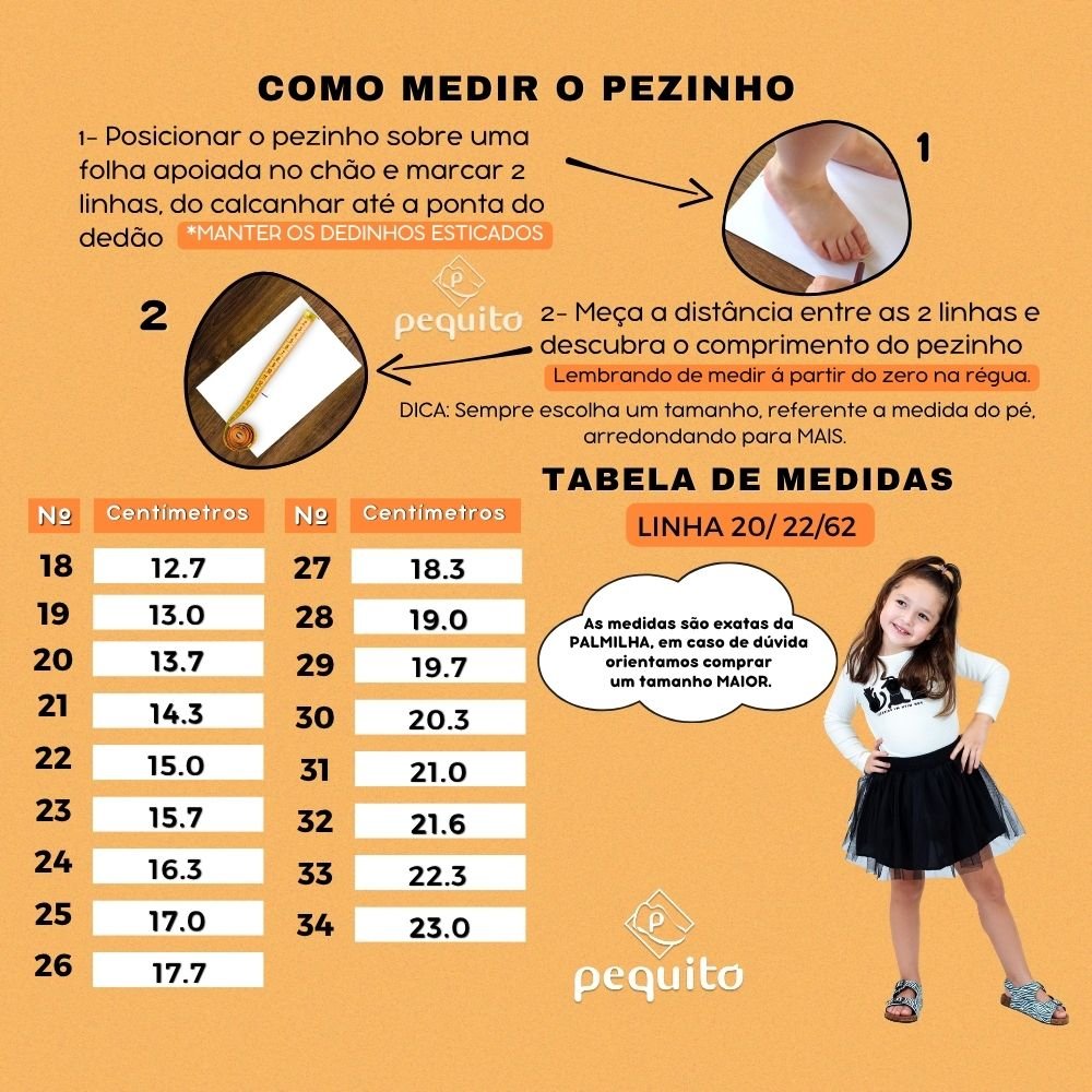 tabela de medidas linha 20 22 62