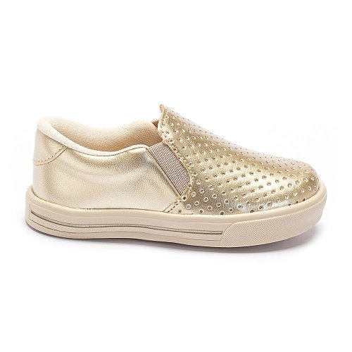 Tênis Feminino Infantil Slip On Metalizado Dourado